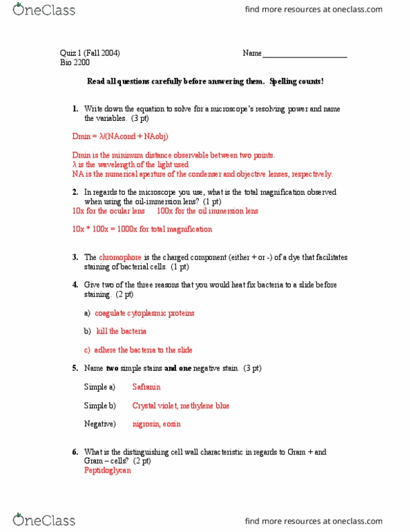 BIO 2200 Lecture Notes - Lecture 3: Polymerization, Motility, Numerical Aperture thumbnail