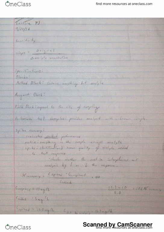 CHE 310 Lecture 7: Analytical Chemistry Lecture 7 Notes thumbnail