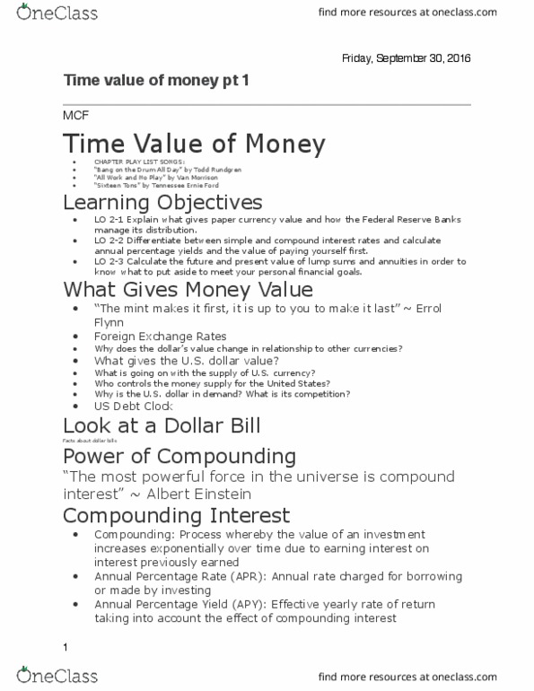 RCSC 150B2 Lecture Notes - Lecture 12: Tennessee Ernie Ford, United States Dollar, Interest thumbnail