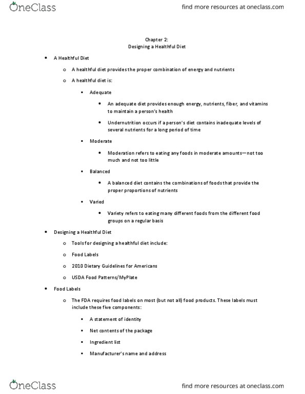 HUN2201 Chapter Notes - Chapter 2: Pasteurization, Dental Caries, Calorie thumbnail