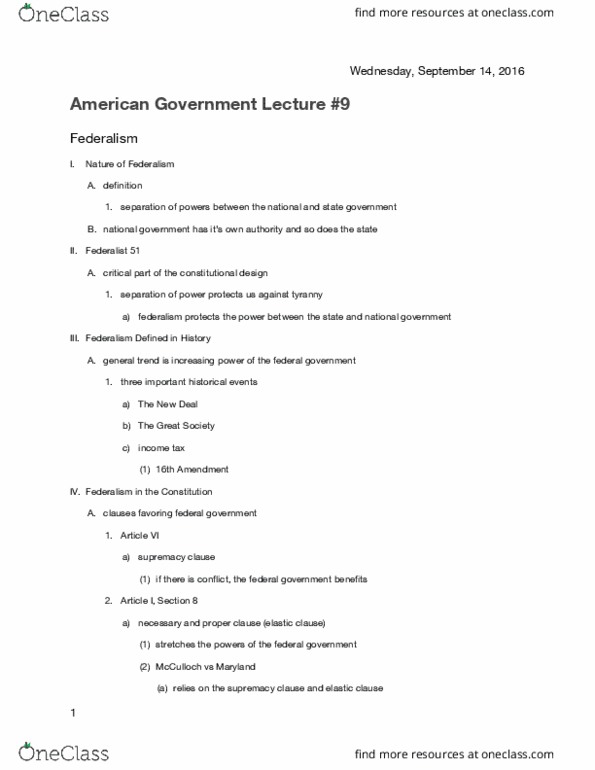 POL_SC 1100 Lecture Notes - Lecture 9: Temporary Assistance For Needy Families, Tenth Amendment To The United States Constitution, Eleventh Amendment To The United States Constitution thumbnail