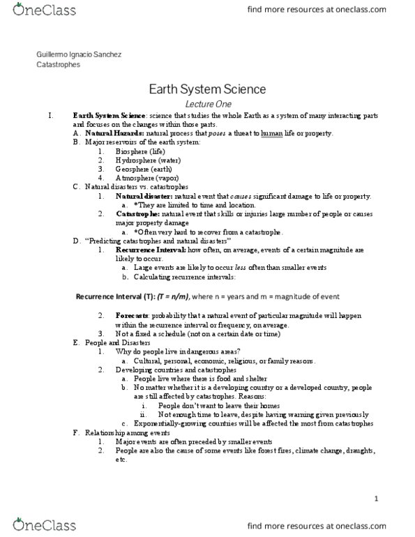 EARTHSS 17 Lecture Notes - Lecture 1: Return Period, Hydrosphere, Natural Disaster thumbnail