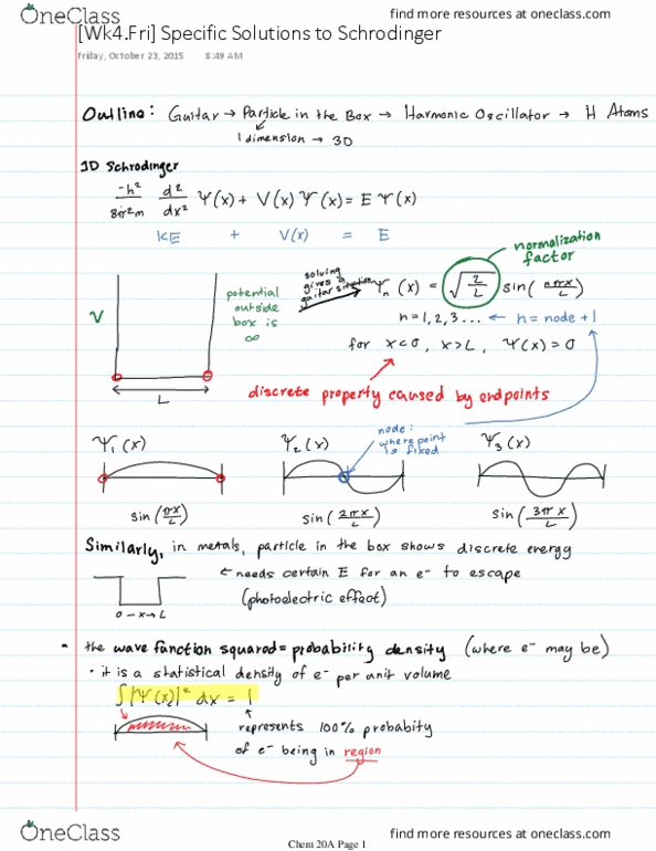 CHEM 20A Lecture 13: [Wk4.Fri] Specific Solutions to Schrodinger thumbnail