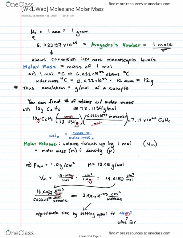 CHEM 20A Lecture 3: [Wk1.Wed] Moles and Molar Mass thumbnail