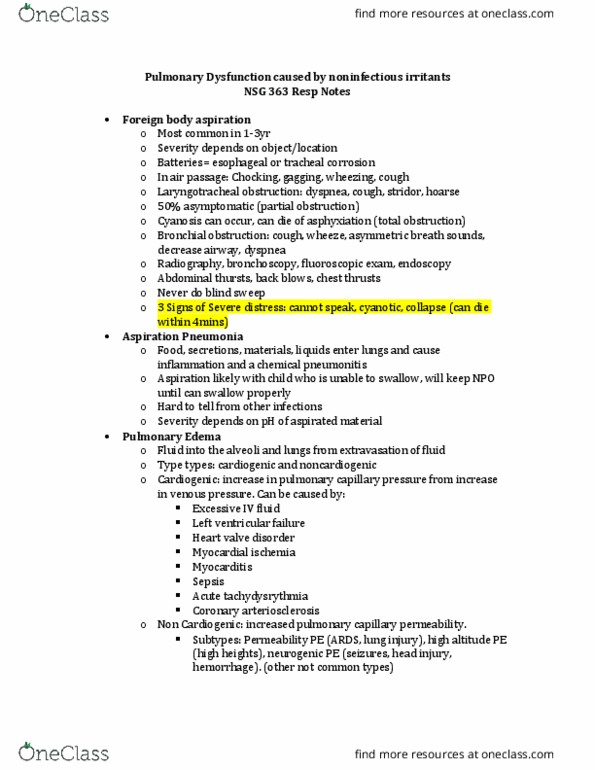 NSG 363 Chapter Notes - Chapter 23: Airway Obstruction, Eclampsia, Sputum thumbnail