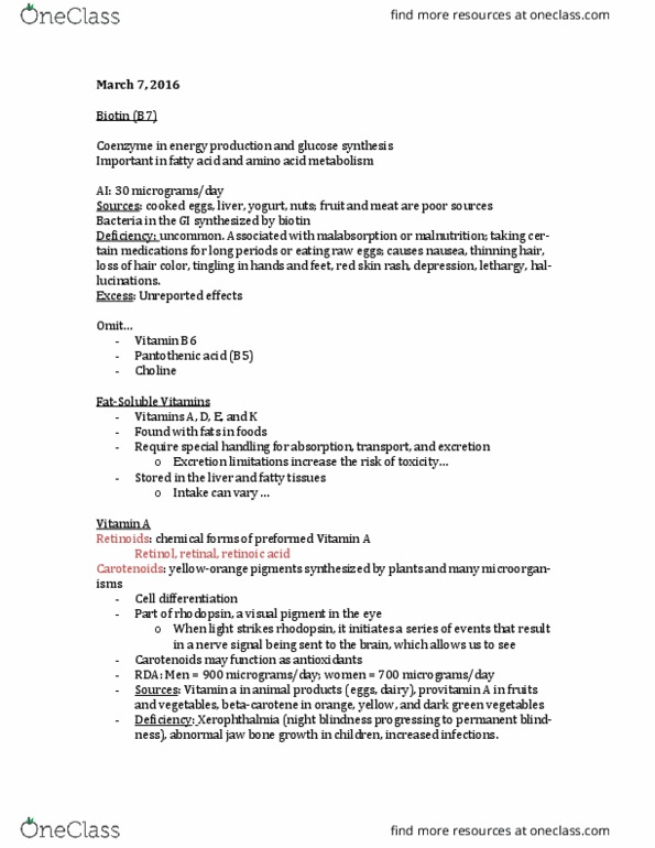 HNU 215 Lecture Notes - Lecture 9: Fibrin, Vitamin A, Nephron thumbnail
