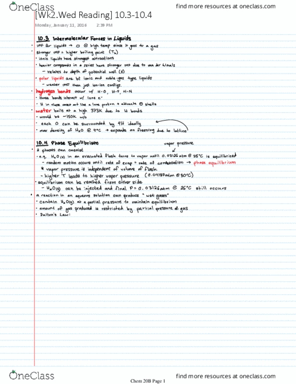 CHEM 20B Chapter 10.3-10.4: [Wk2.Wed Reading] 10.3-10.4 Liquid IMF and Phase Equilibrium thumbnail