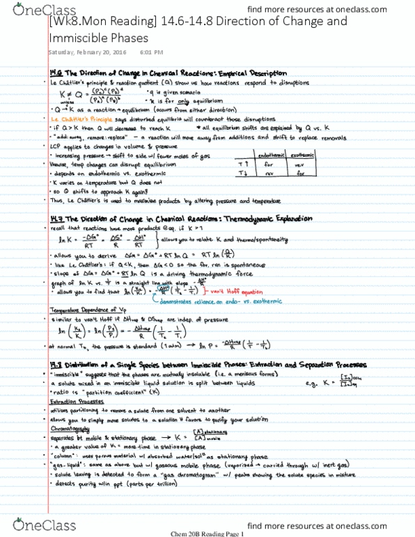 CHEM 20B Chapter 14.6-14.8: [Wk8.Mon Reading] 14.6-14.8 Direction of Change and Immiscible Phases thumbnail