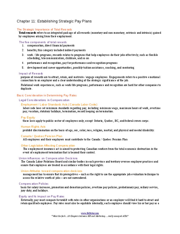 BU354 Lecture Notes - Grater, Canada Pension Plan, Job Evaluation thumbnail