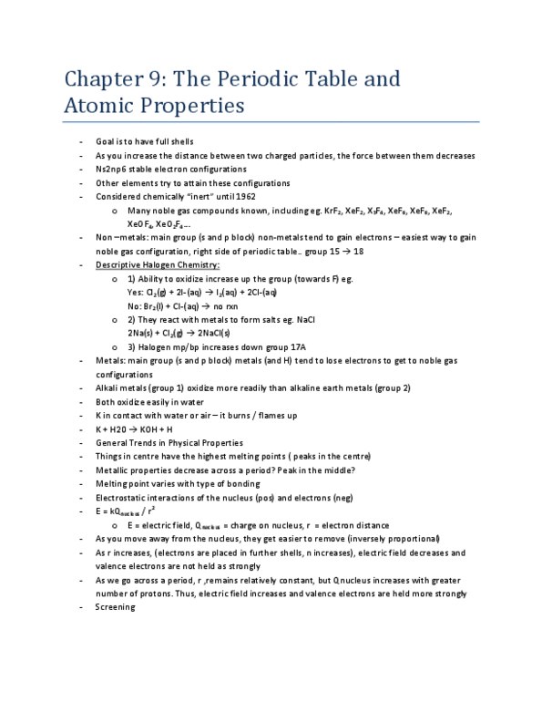 CHEM 1A03 Lecture Notes - Lecture 2: Fluoride, Electron Configuration, Bromine thumbnail