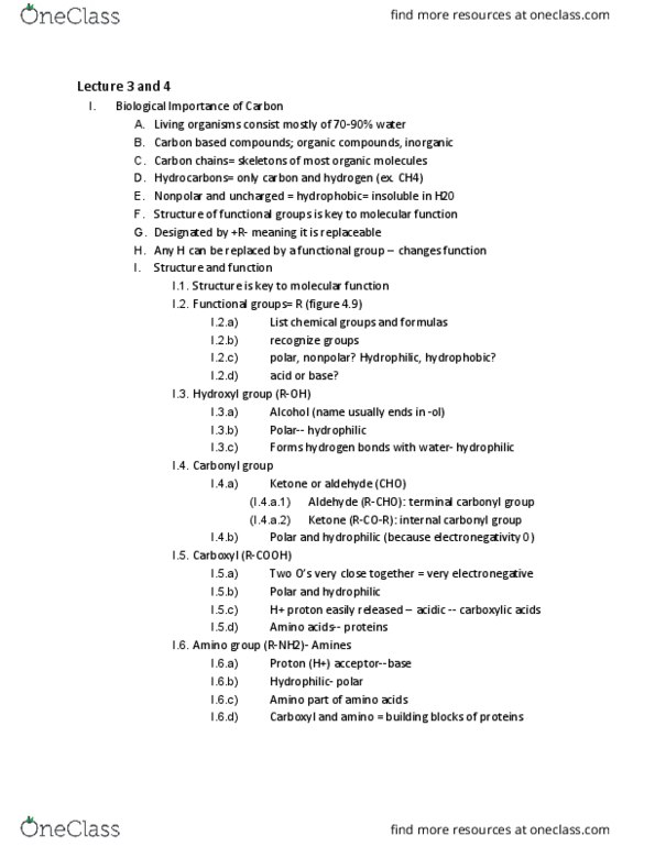 01:119:115 Lecture Notes - Lecture 3: Aldehyde, Ketone, Hydrophile thumbnail