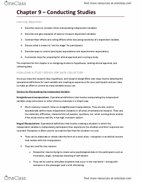 PSYC 217 Chapter Notes - Chapter 9: Electrodermal Activity, Operational Definition, Electromyography thumbnail