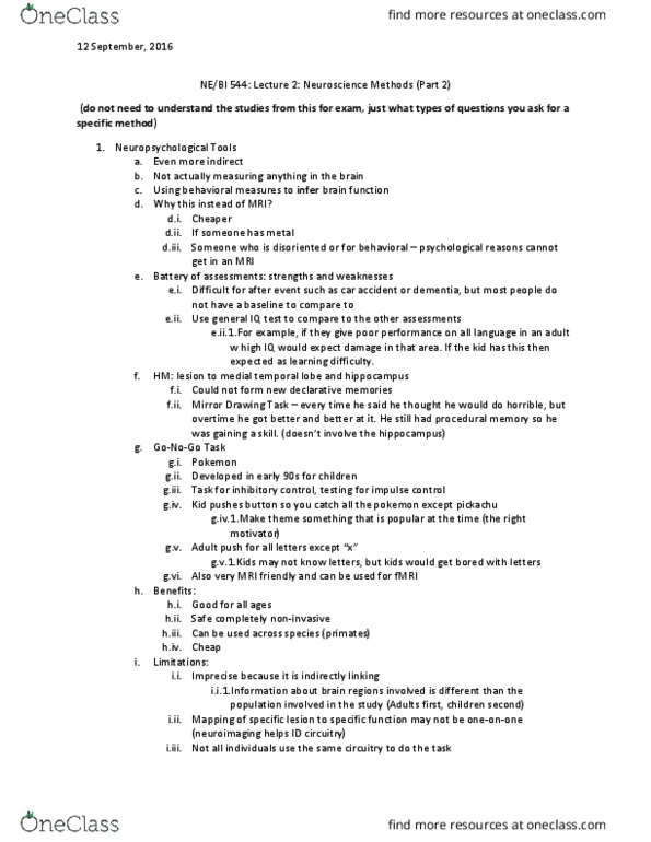 CAS PS 544 Lecture Notes - Lecture 2: Temporal Lobe, Fokker E.Ii, Procedural Memory thumbnail