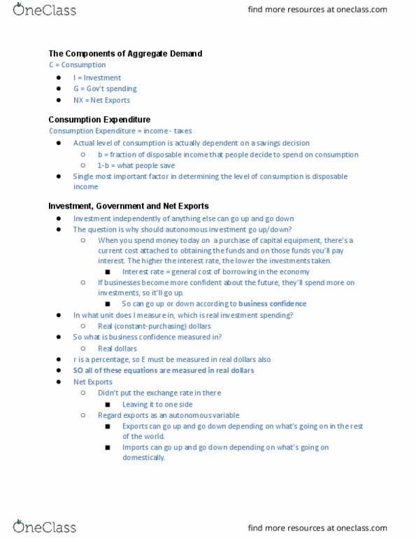 FIN 34220 Lecture Notes - Lecture 8: Aggregate Demand thumbnail