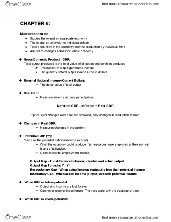 ECON 1P92 Lecture Notes - Lecture 1: Unemployment, Potential Output, Gross Domestic Product thumbnail