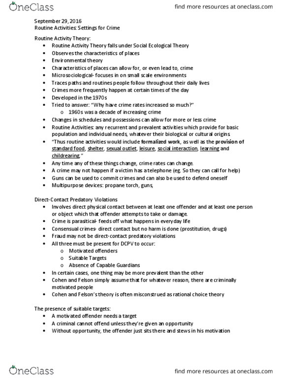 SOC 2230 Lecture Notes - Lecture 10: Routine Activity Theory, Propane Torch, Debit Card thumbnail