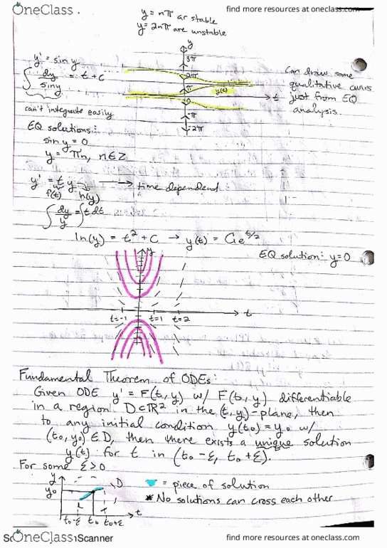 MATH 331 Lecture 6: Graphing Difficult ODEs and Fundamental Theorem of ODEs thumbnail