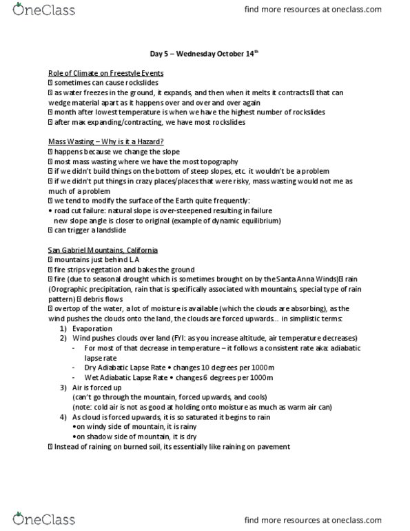 FARE 1300 Lecture Notes - Lecture 12: Lapse Rate, Karst, Mass Wasting thumbnail