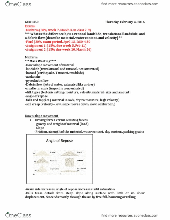 FARE 1300 Lecture Notes - Lecture 25: Pyroclastic Flow, Downhill Creep, Debris Flow thumbnail