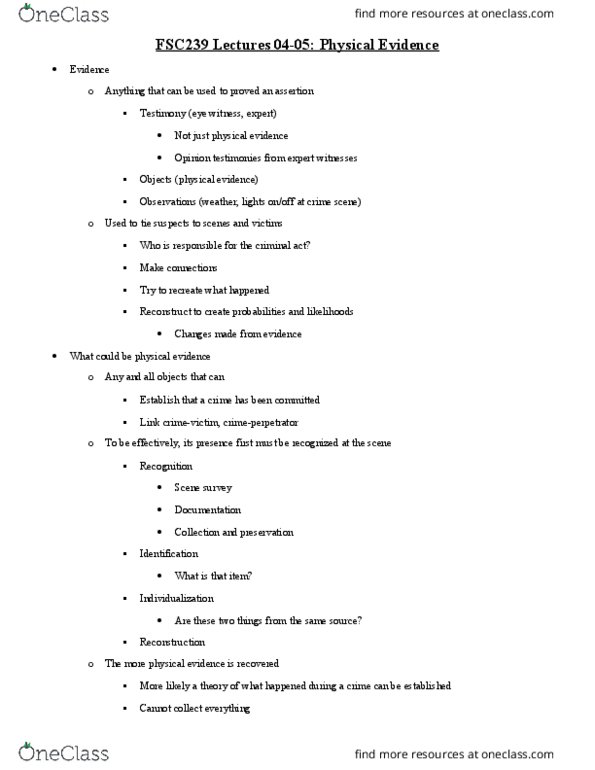 FSC239Y5 Lecture Notes - Lecture 4: Buccal Swab, Best Evidence Rule, Item Number thumbnail