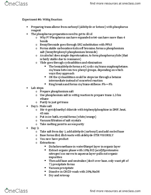 CHEM 2410 Lecture Notes - Lecture 5: Phosphonium, Wittig Reaction, Ylide thumbnail