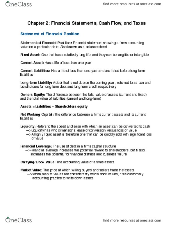 FIN 300 Chapter Notes - Chapter 2: International Accounting Standards Board, International Financial Reporting Standards, Market Liquidity thumbnail