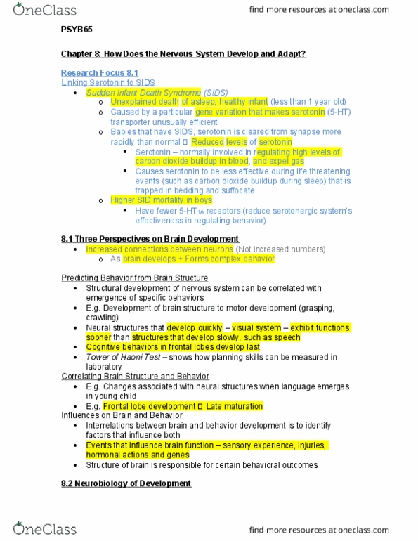 PSYB65H3 Chapter Notes - Chapter 8: Synaptic Pruning, Autism Spectrum, Basic Fibroblast Growth Factor thumbnail