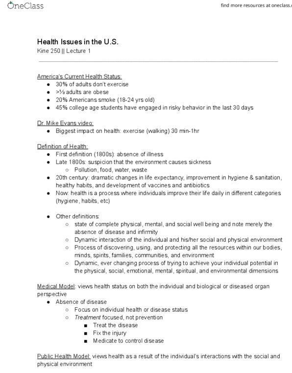 KINE 250 Lecture Notes - Lecture 1: Built Environment thumbnail