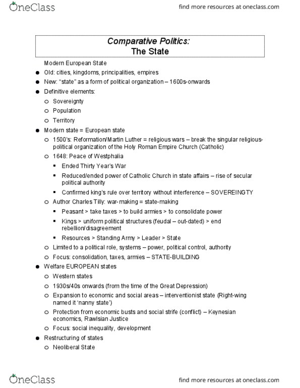 Political Science 1020E Lecture Notes - Lecture 3: Social Inequality, Regional Integration, Nanny thumbnail