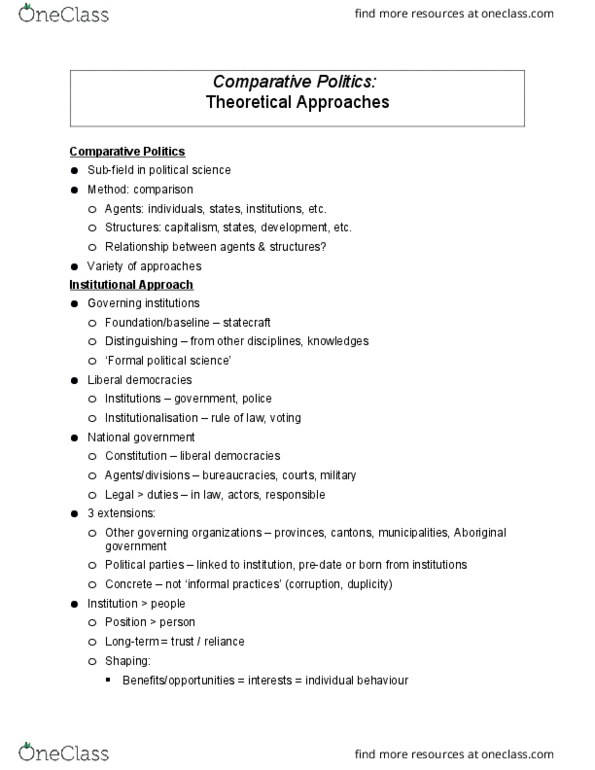 Political Science 1020E Lecture Notes - Lecture 1: Liberal Democracy, Standard Operating Procedure, Collective Action thumbnail