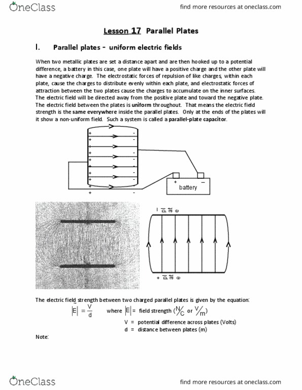 Political Science 1020E Lecture Notes - Lecture 17: Oil Drop Experiment, Equipotential, Voltage Source thumbnail