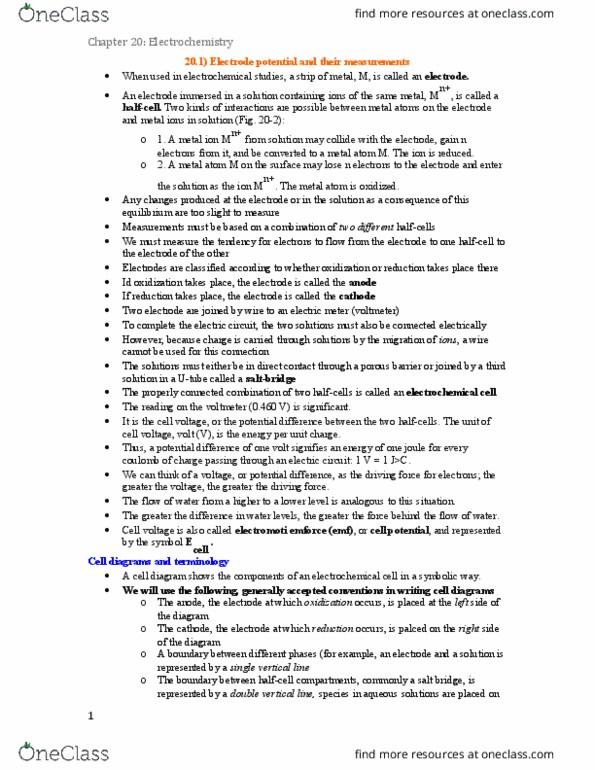 CHEM 1001 Chapter Notes - Chapter 20: Lithium Hexafluorophosphate, Silver Chloride Electrode, Submarine thumbnail