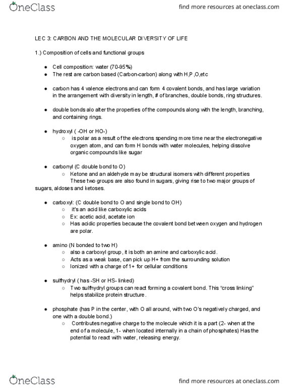 BIO SCI 93 Lecture Notes - Lecture 3: Chloroplast, Choline, Lard thumbnail