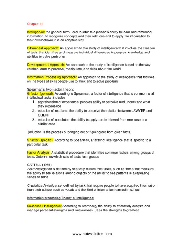 PSYA02H3 Chapter Notes - Chapter 11: Intelligence Quotient, Heritability, Fetal Alcohol Spectrum Disorder thumbnail