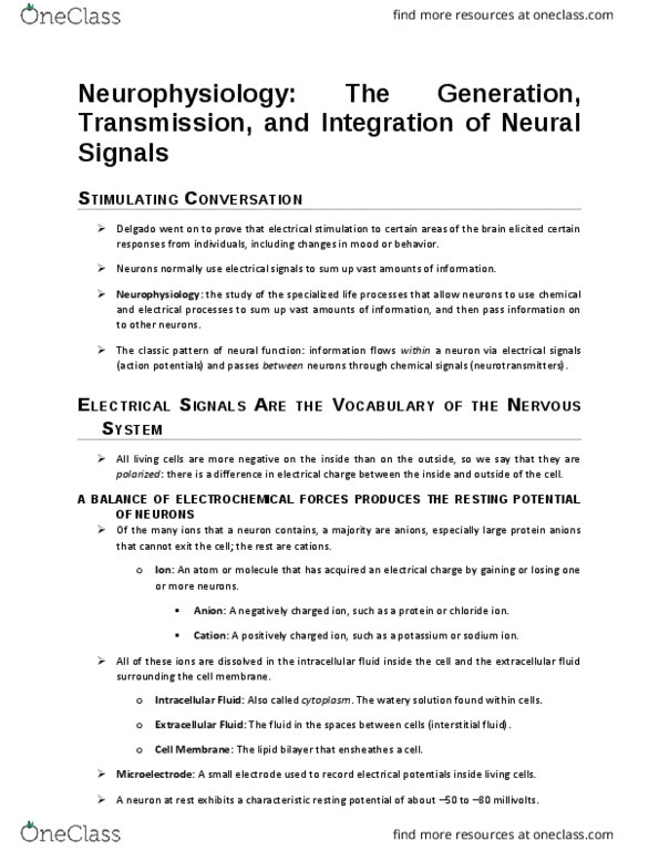 PSYC 3670 Chapter Notes - Chapter 3: Neuromuscular Junction, Neurotransmitter Receptor, Evoked Potential thumbnail
