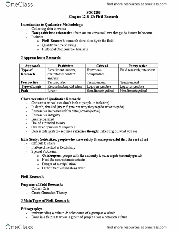 Sociology 2206A/B Lecture Notes - Lecture 9: Nonprobability Sampling, Snowball Sampling, Quota Sampling thumbnail