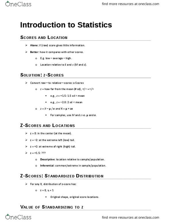 PSYC 2530 Lecture Notes - Lecture 3: Standard Deviation, Frequency Distribution thumbnail