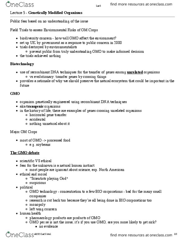 EEB202H1 Lecture Notes - Lecture 5: Genetic Pollution, Selective Breeding, Pharmacology thumbnail