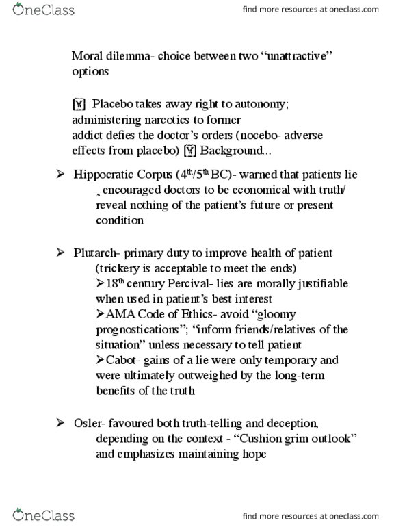 PHIL-1002 Lecture Notes - Lecture 7: Fiduciary, Hippocratic Corpus, Ethical Dilemma thumbnail