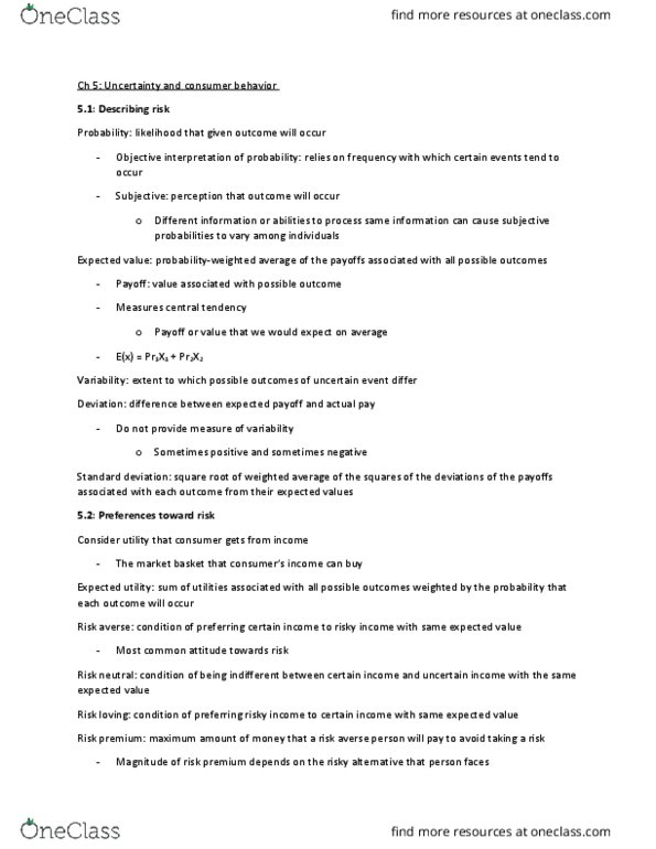 ECON 100A Chapter Notes - Chapter 5: Information Cascade, Loss Aversion, Ultimatum Game thumbnail