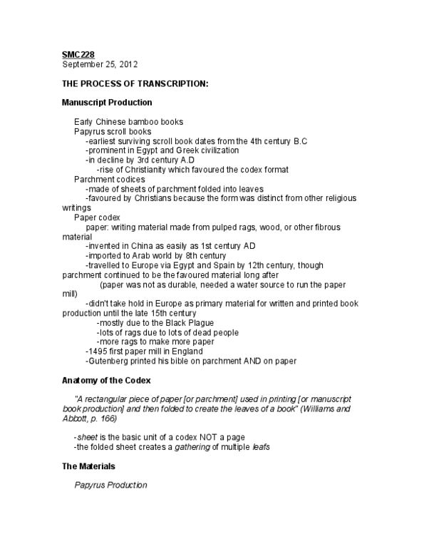 SMC228H1 Lecture Notes - Rubrication, Pumice, Robert Darnton thumbnail