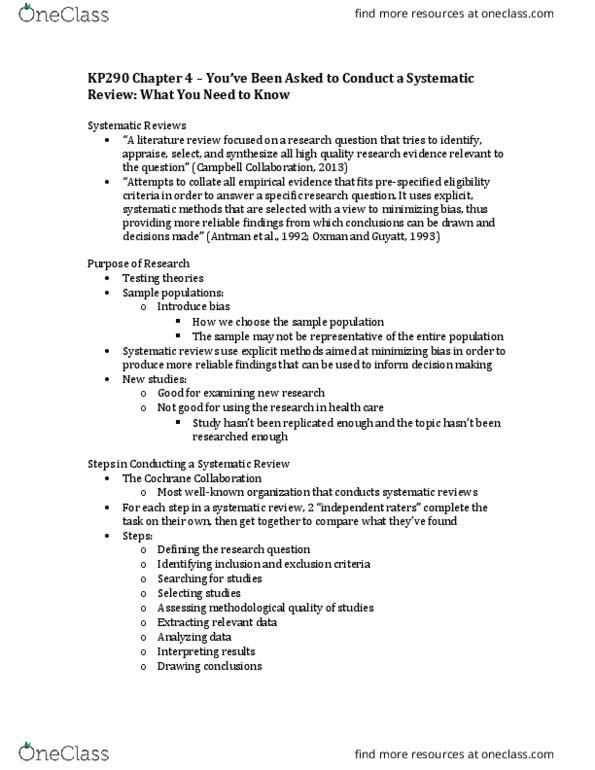 KP290 Chapter Notes - Chapter 4: Meta-Analysis, Effect Size, Probability Distribution thumbnail