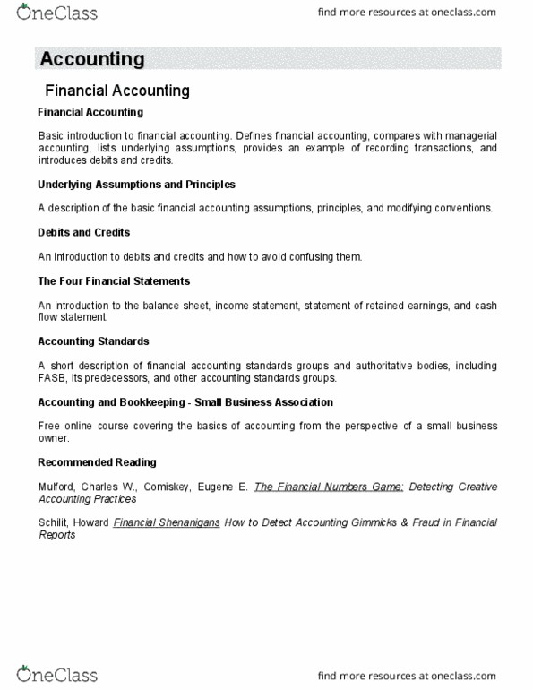 ACG 4970 Lecture Notes - Lecture 5: Financial Accounting Foundation, Accounting Principles Board, The Starting Line thumbnail