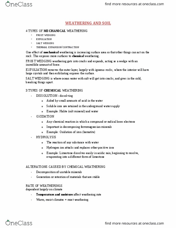 GEOL 1101 Lecture Notes - Lecture 6: Calcite, Diagenesis, Lithification thumbnail