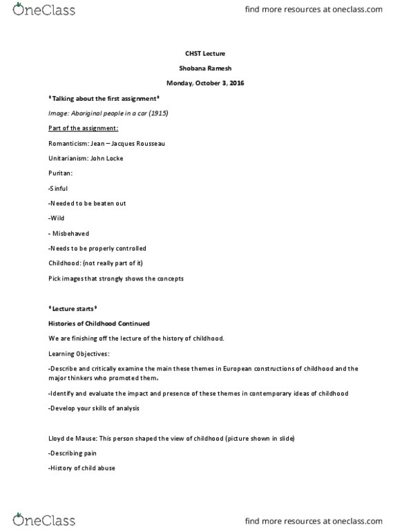 CHST 1000 Lecture Notes - Lecture 4: Fideism, Jean-Jacques Rousseau, Tabula Rasa thumbnail
