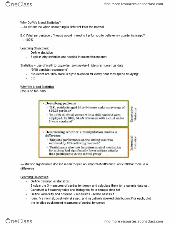 PSYC 101 Lecture Notes - Lecture 4: Histogram thumbnail