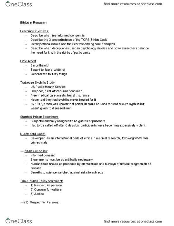 PSYC 101 Lecture Notes - Lecture 5: Sleep Deprivation, Cognitive Therapy, United States Public Health Service thumbnail