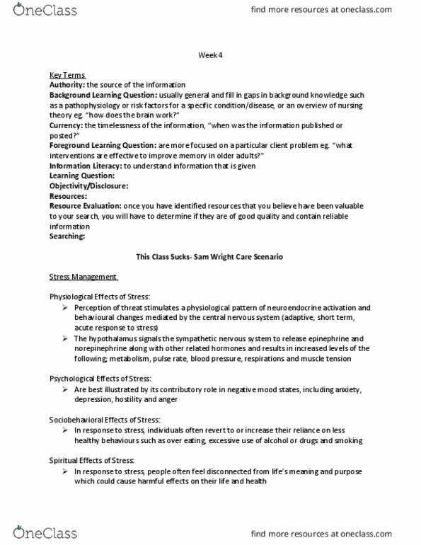 NURSING 1F03 Chapter Notes - Chapter 4: Caffeine, Sleep Hygiene, Sympathetic Nervous System thumbnail