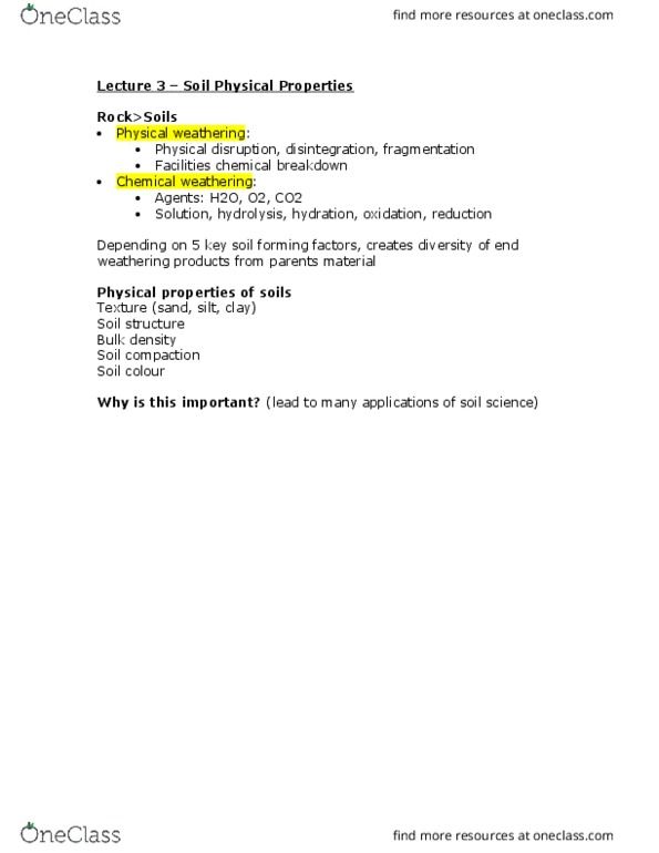 EESB05H3 Lecture Notes - Lecture 3: Soil Horizon, Aeration, Porosity thumbnail