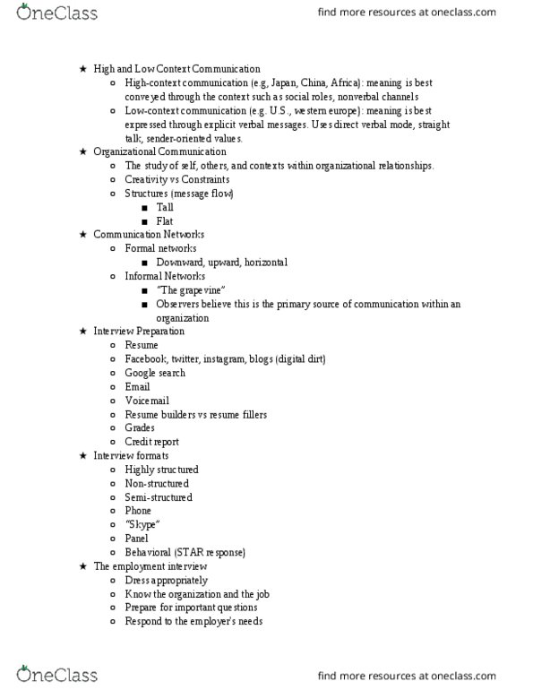 COM 1000 Lecture Notes - Lecture 2: Credit History, Organizational Communication, Voicemail thumbnail